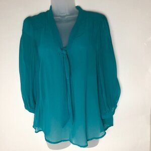 Forever 21 Love Green Sheer Blouse Women's M/M‎